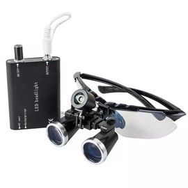 3.5X Binocular Loupes Led,LED Light Loupes Headband Type Medical S~urgical Magnifying Glass (Black)