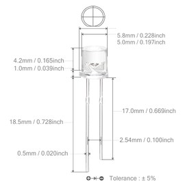 Chanzon LED Diodes, 5 mm/3 mm, Round/Flat Design, Transparent Lens, Various Colours to Choose From, Pack of 10 - 100 Chanzon LEDs (20, Green, 5 mm)