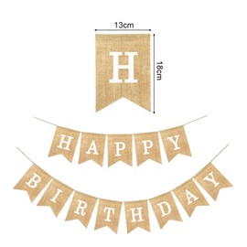 Happy Birthday Hessian, Birthday Vintage Linen Banner, Birthday Bunting for Baby Shower, Birthday Party, DIY Decoration