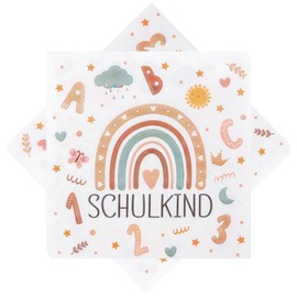 40 Stück Servietten Schulkind 33 X 33 Cm, Einschulung Servietten, Servietten Einschulung Deko, Servietten Schulanfang, Schulkind 2025 Mädchen Junge, Einschulung Mädchen, Schulkind Deko
