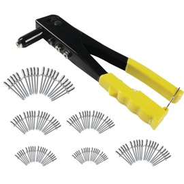 Snblzhef Heavy Duty Riveter Riveting Machine 120Pcs Blind Rivets Hand Tools Assortment Kit Rivet Nut Tool Yellow