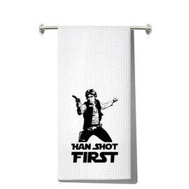 LEVLO Han Kitchen Towel Star Movie Fans Gift Han Shot First Tea Towel Han Merchandise (Han Shot First Towel)
