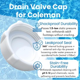Pool Drain Cap for Coleman Replacement,Valve Cap for Bestway Above Ground Pool Part,Heavy Duty Replace Part P01006,P01010,P6D1158,P6H1158ASS16