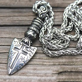 Fashion Jewelry Men Fashion Jewelry Silver Celtic Viking Shield Spear Cross Pendant Necklace 102