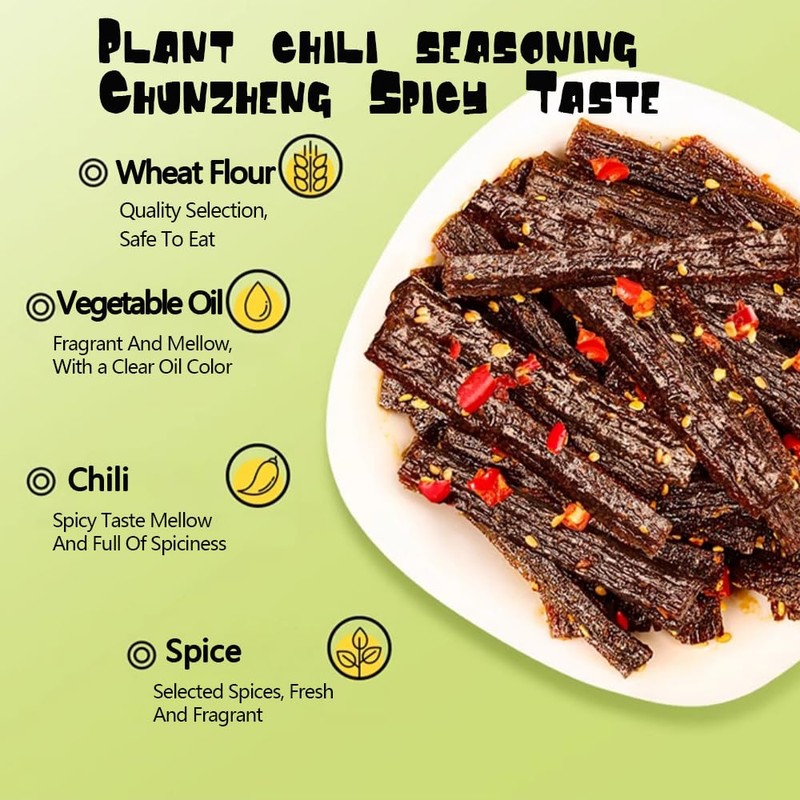 Spicy Chinese La Tiao Snack, Dried Bean Curd Strips with