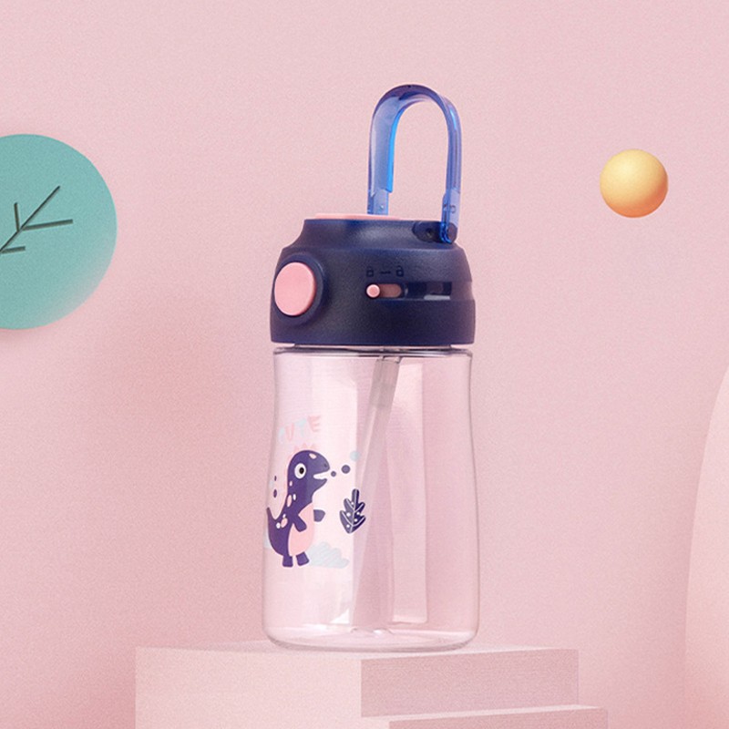 420ml Water Bottle Portable Cute Cartoon Straw Cup Drinking Bottle