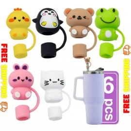 Unbranded 6pcs Silicone Animal Shape Straw Caps for 30/40oz Cups, 10mm, Valentine's Gift