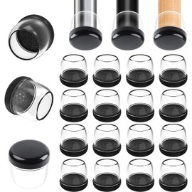 Ezprotekt Chair Leg Covers, 16 PCS Chair Leg Sliders for Carpet Furniture Feet Protectors Pads Transparent Color TPE High Elastic Soft Rubber No Noise, Fits 0.5-0.8'' round