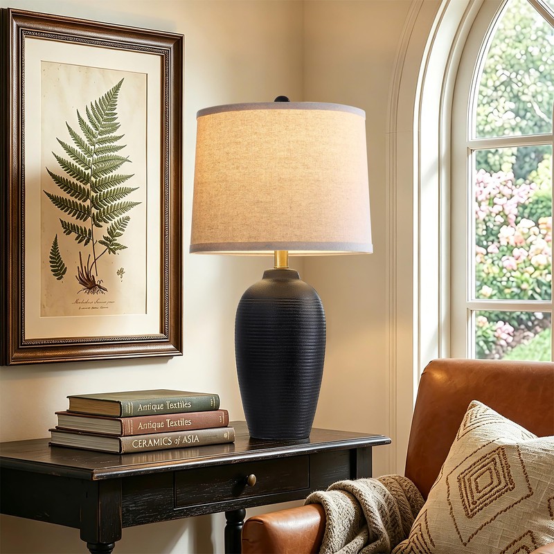 AIEAMPDO 25" Retro Vintage Ceramic Table Lamp for Living Room