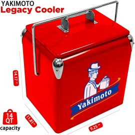 Yakimoto Retro Vintage Style 13L (14 Qt) Ice Chest Cooler with 18 Can Capacity & Bottle Opener 18 Can Cooler Bucketcolor: Red