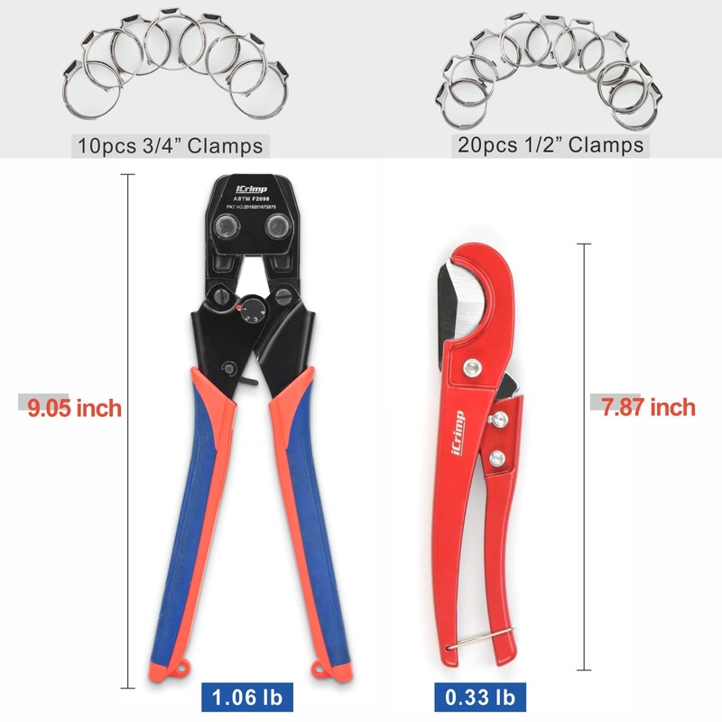 iCrimp Mini PEX Pipe Quick Cinch Tool Set for Stainless