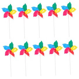 SAFIGLE Funny Rainbow Pinwheels Set 10pcs Garden Pinwheels Decorative Party Supplies PVC Windmill Toys for Boys and Girls DIY Craft Decor