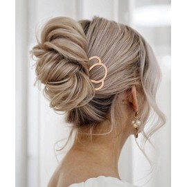 Chanaco French Hair Pins for Women 9Pcs Rose Gold Updo Hair Accessories U Shaped Hair Pins for Buns French Twist Hairpin for Styling Metal Hair Fork with Combs Non Slip Hair Sticks for Thick Hair