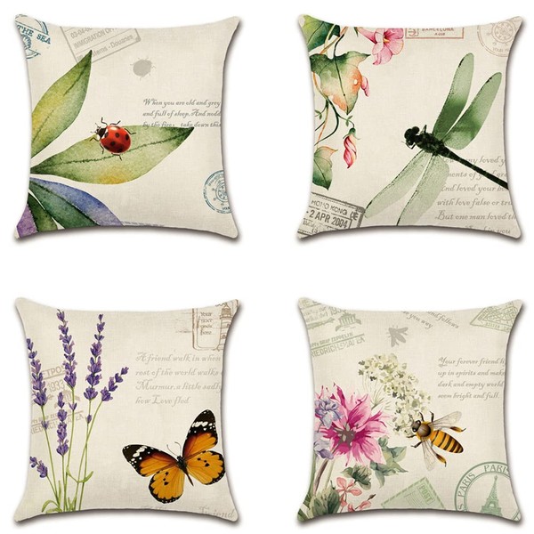 Artscope Waterproof Cushion Covers, Pack of 4 Cotton Linen Breathable