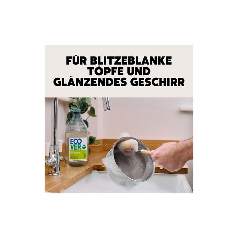 Ecover hand dishwashing liquid lemon and aloe vera, dermatologically tested,