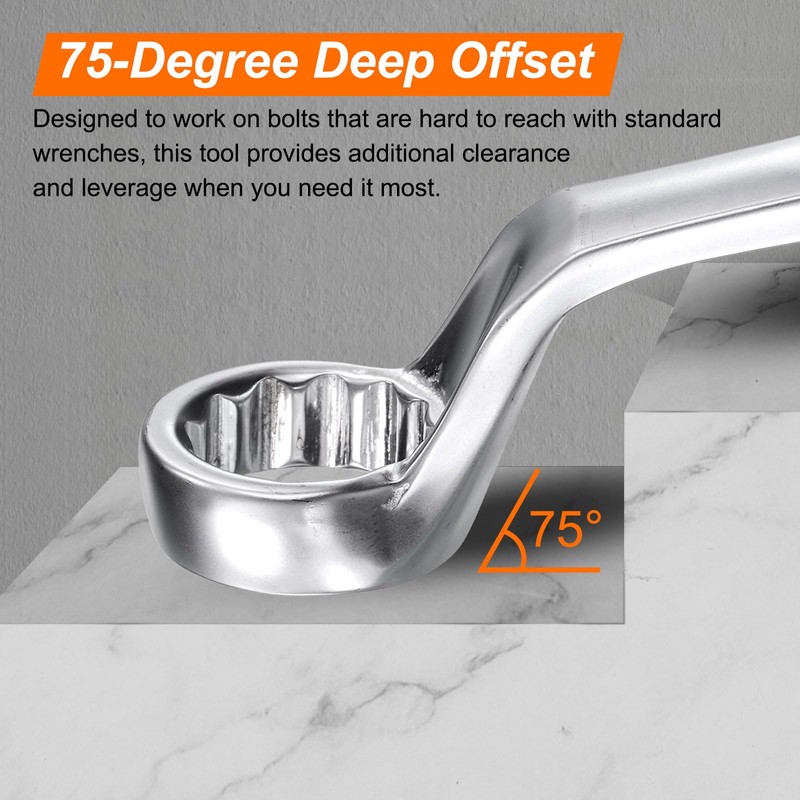 sourcing map Combination Wrench Offset 27mm 75-Degree 12-Point Box End