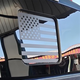 Fits Ford F150 F250 F350 2022 2023 2024 2025 Rear Middle Back Sliding Window American US Flag Vinyl Decal Matte Black Exterior Accessories