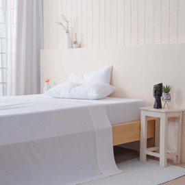 Sheet Story 100% Egyptian Cotton Double Size Flat Sheet - 400 Thread Count - Soft and Hypoallergenic Flat Bed Sheet Double Size - White