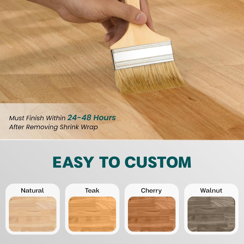 Bme Hevea Solid Wood Butcher Block Countertop, Wood Table Top,