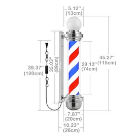 WDZD 45'' Silver Barber Pole Light