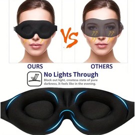 3D Contoured Sleep Mask, Memory Foam Eye Cover with Zero Pressure Design, Black