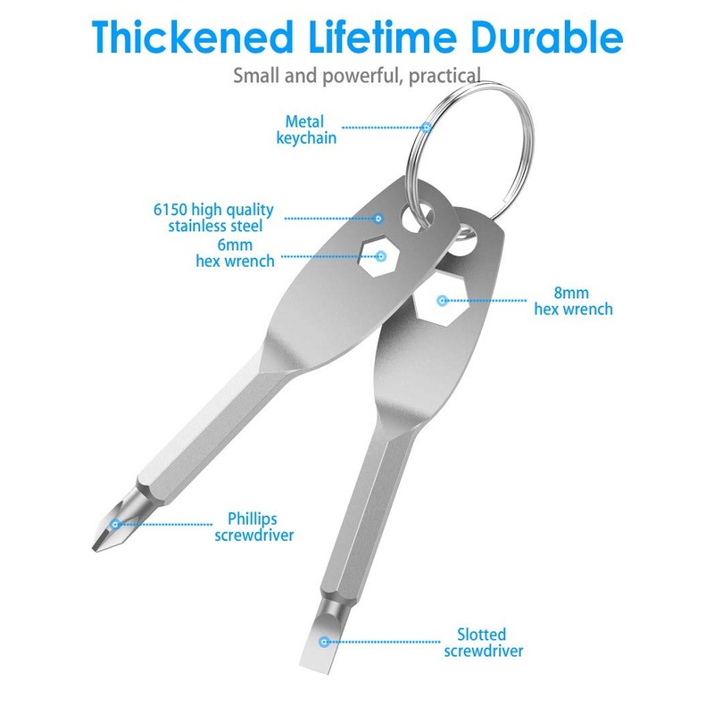 Screwdriver Keyring Set Comprise Flathead Screwdriver and Phillips Screwdriver&Wrench Tool,Portable