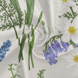 xigua Elegant Flowers Tablecloth Durable 60 Inch Round Table Cloth Cover with Zipper Umbrella Hole Camping Tablecloths for Outdoor Party Picnic