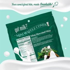 got milk? Mini Waffle Cones, Mint Chocolate Chip, 4.24 Oz. / 119g Resealable Bag, Delicious Mint Chocolate Filled Waffle Cone Bites, Mini Ice Cream Cones for Dessert or Snack, Retail Pack