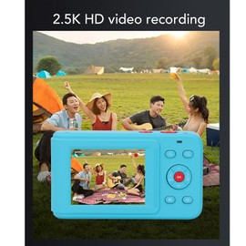 Digital Cameras 72MP 2.5K 16X Zoom Camera Auto Focus Anti-shake Point Portable Compact Camera for Kids Students Vlogging Selfie 2.4" Screen (Blue)
