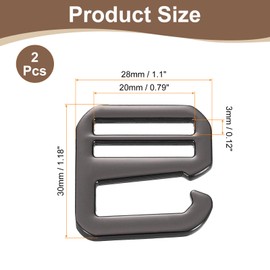 sourcing map 2Pcs G-Hook Webbing Buckles, 38mm Inner Length Flat Tri-Glide Adjustable Fasteners Slide Buckle for Backpack Luggage Belt Strap Webbing, Metallic Black
