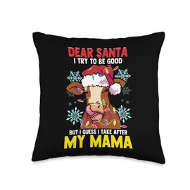 Christmas Gifts & Christmas Shirts by NLTS Dear Santa, I Tried to be Good but I take After My Mama Throw Pillow, 16x16, Multicolor