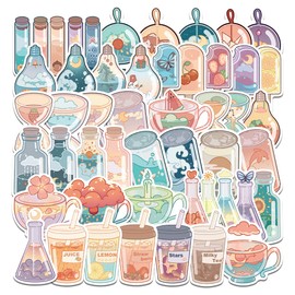 50Pcs Beverage Stickers, Cute Stickers for Hydroflasks Trendy Cute Vinyl Waterproof Stickers for Water Bottles, Skateboard Phone Laptop Stickers for Kids Teens Girls (Beverage)