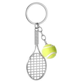 Metal Tennis Racket Key Ring Tennis Balls Key Ring Mini Tennis Accessories Cute Tennis Racket Key Ring Sports Keyring Metal for Tennis Gifts Women Men, yellow, S