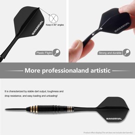 WayArrival 3pcs Black PP Integrated Dart Flights and Shafts | 2BA Thread Compatible, Mid-Weight Molded Design for Pro-Level Stability & Speed