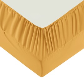 Moonlight Bedding King Size Fitted Sheets - 25cm Deep King Ochre Fitted Bed Sheets - Soft Brushed Fabric Shrinkage, Wrinkle free And Fade Resistant Easy Care Bed Sheet (152 x 200 Cm)