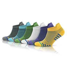 GoWith 6 Pairs Bamboo Colorful Sneaker Socks, Athletic Thin Ankle Socks, Seamless Low-Cut Golf Socks for Men & Women, S/M, Multicolor-1, Model: 2150