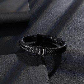 Lueaurra Father's Day Gift for Dad Stepdad Gift Stepdad Birthday Christmas Gifts Men's Leather Bracelet for Dad, 0, No, No Gemstone