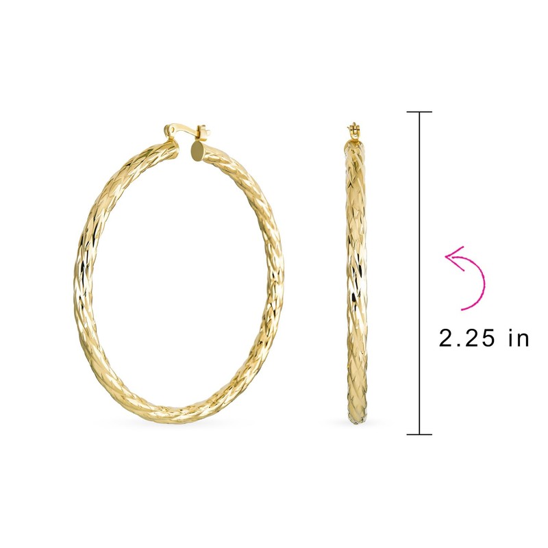 Rope Cable Wide Large Hoop Earrings For Women Teen Yellow