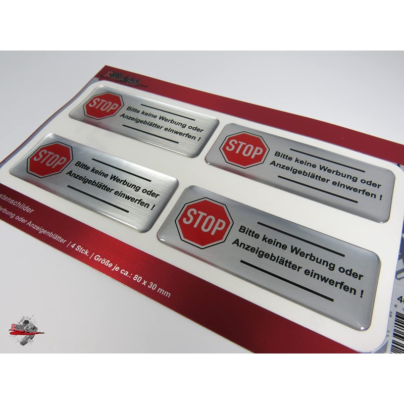 BIKE-label 403009 Aluminium Look 3D Letterbox Sticker 4 x No