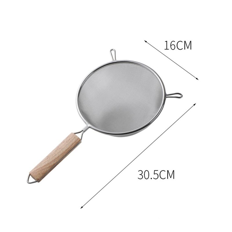 Household Sieve with Wooden Handle, Traditional, Diameter 16 cm