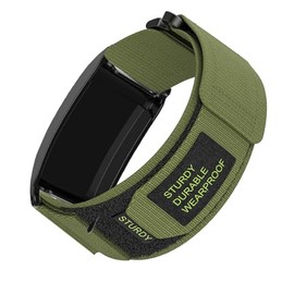 Nylon Band with Bumper Case Compatible with WHOOP 5.0 Strap Men Women, Breathable Nylon Adjustable Woven Loop Replacement Wristbands Straps for Whoop 5.0 (Green)