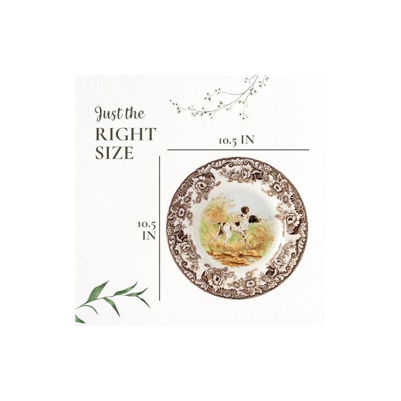 Spode Woodland Hunting Dogs Flat Coated Pointer Dinner Plate