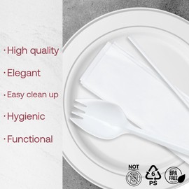 Smarty Had A Party 9000 Piece MW Cutlery Kit Spork, Napkin and Milk Straw Set for 3000 Guests Disposable Sporks, Milk Straws and Paper Napkins Individually Wrapped Bulk