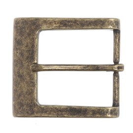 1 1/2" (38 mm) Nickel Free Single Prong Square Belt Buckle, Antique Brass