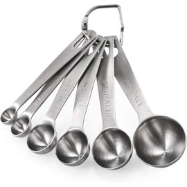 Vroxdrez 18/8 Stainless Steel Measuring Spoons, 6 Pieces, Kitchen Measure Set for Dry Ingredients and Liquids, Dishwasher Safe, Rustproof, Stackable, Durable