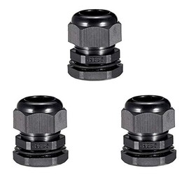 YXQ PG25 Waterproof Cable Gland Joints Adjustable Lock Nut Connector for 16-21mm Cable Plastic Black,3Pcs