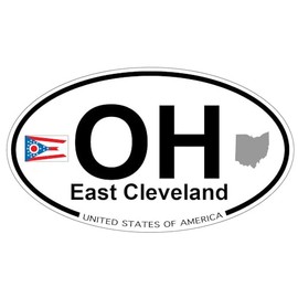 US Decal, Inc. East Cleveland, Ohio Oval Sticker with State Flag