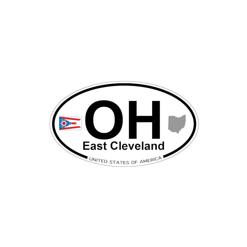 US Decal, Inc. East Cleveland, Ohio Oval Sticker with State