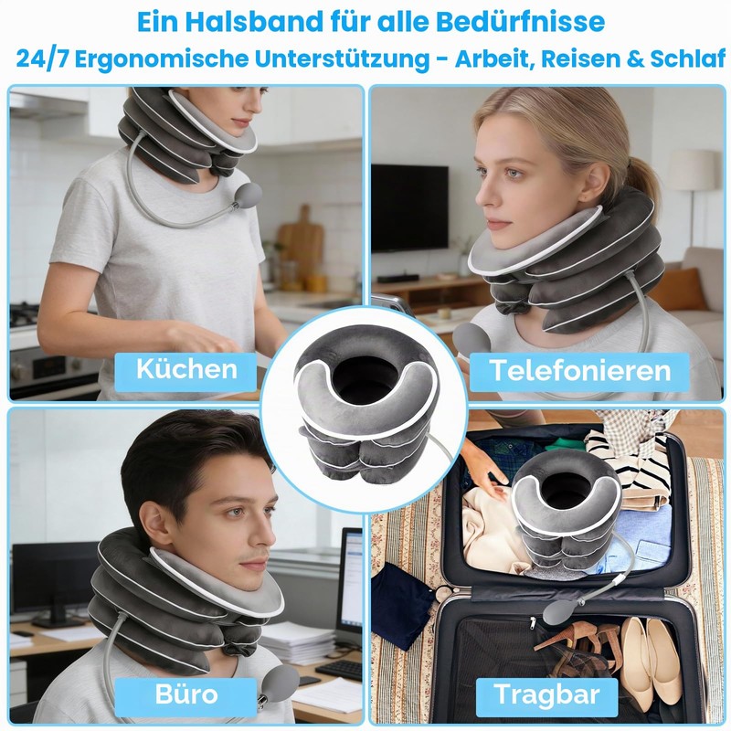Neck Stretcher for Cervical Traction, Inflatable Neck Support, Neck