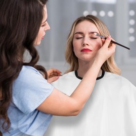 AOZUO 3pcs Makeup Capes, Short Hairdressing Cape for Clients Hair Cutting Shampoo Capes Shorty Barber Smock Hair Dye Capes with Adjustable Closure for Hair Beauty Salon Makeup Artist(3 Colors)